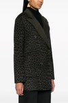 double-breasted blazer in animal print wool