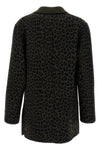 double-breasted blazer in animal print wool