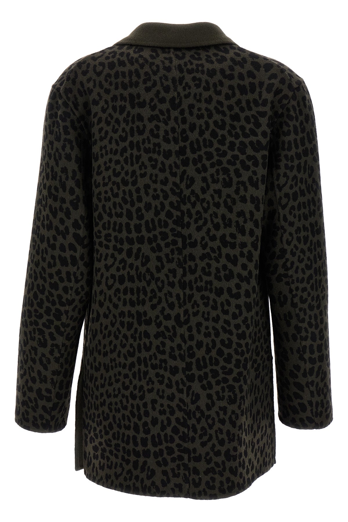 double-breasted blazer in animal print wool