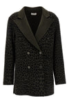 double-breasted blazer in animal print wool