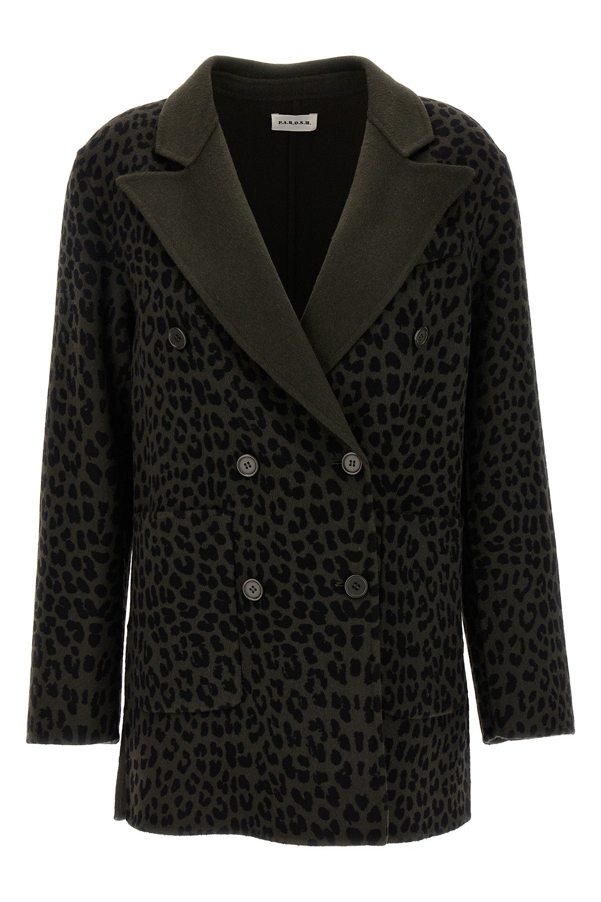 double-breasted blazer in animal print wool