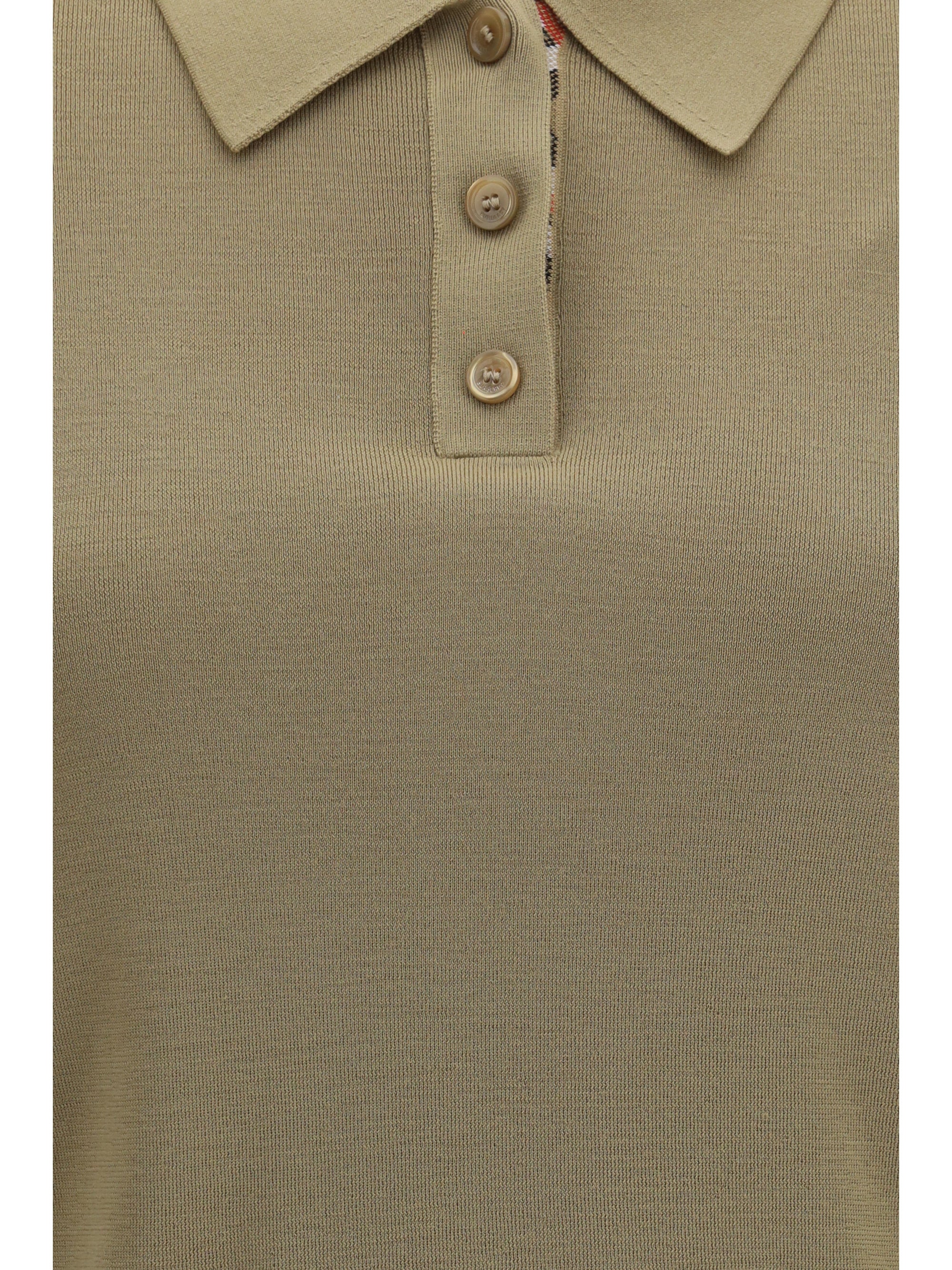 knit polo with check trim