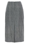 midi skirt in herringbone patterned silk