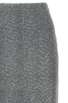 midi skirt in herringbone patterned silk