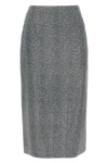 midi skirt in herringbone patterned silk
