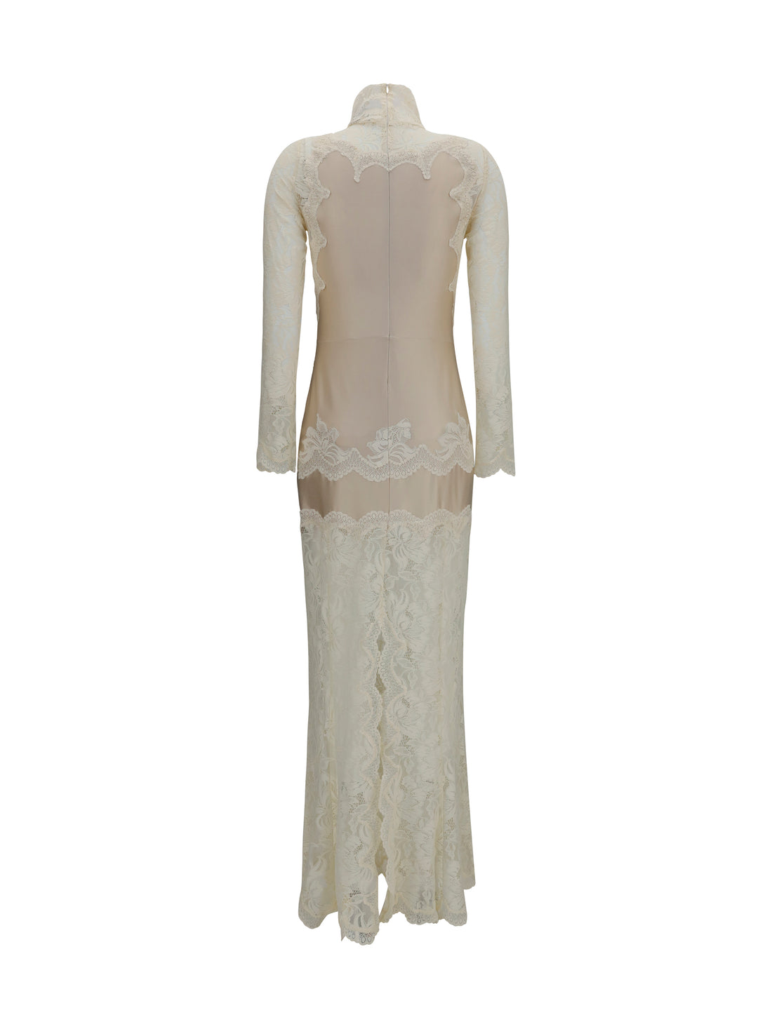 RABANNE 36 long lace and jersey dress