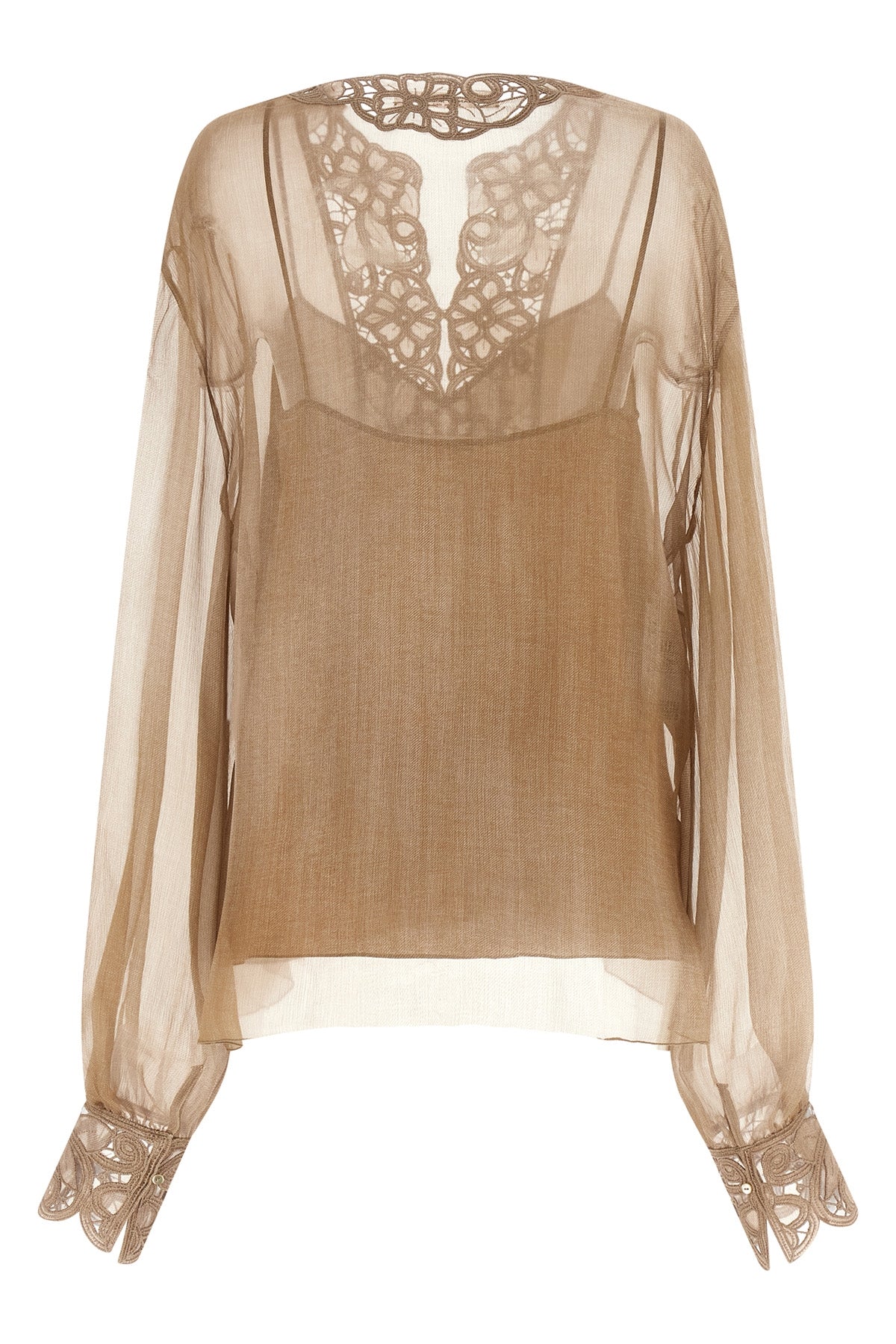 semi-transparent pure silk blouse
