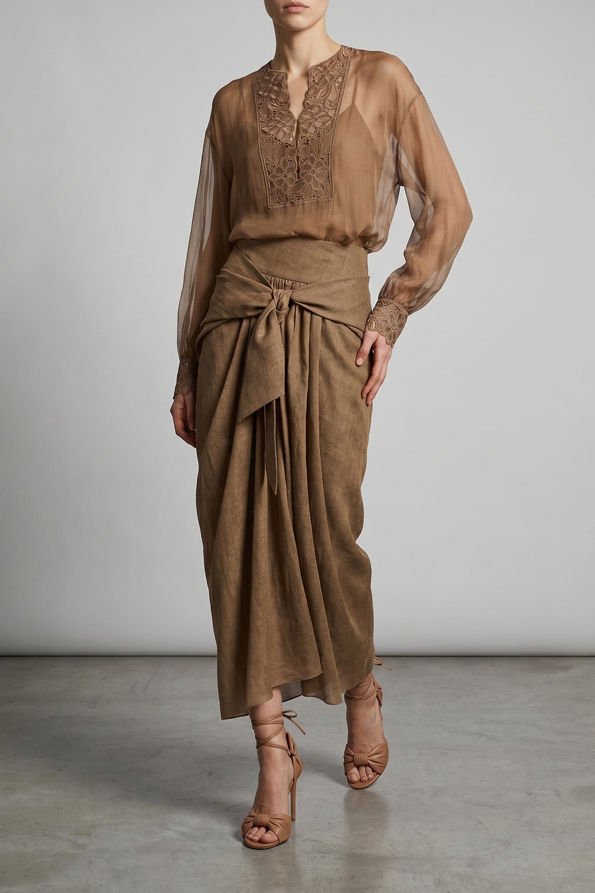 long skirt in marocain