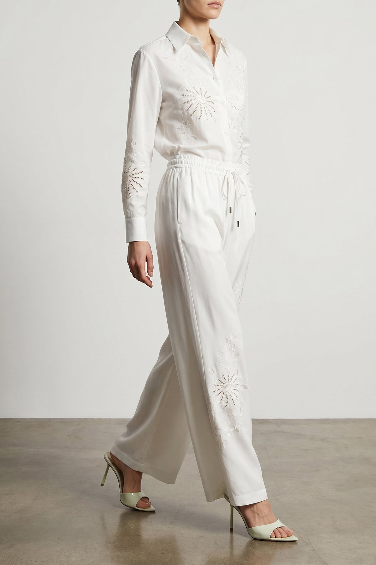 stretch silk trousers