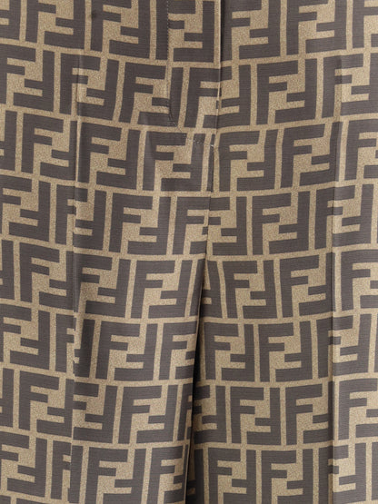 FENDI 38 monogram pattern silk pants