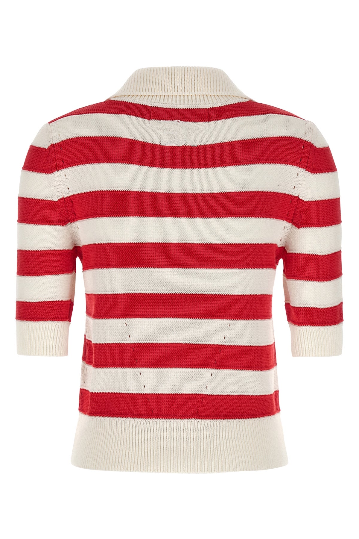 crochet cotton blend polo shirt