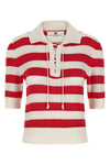 crochet cotton blend polo shirt