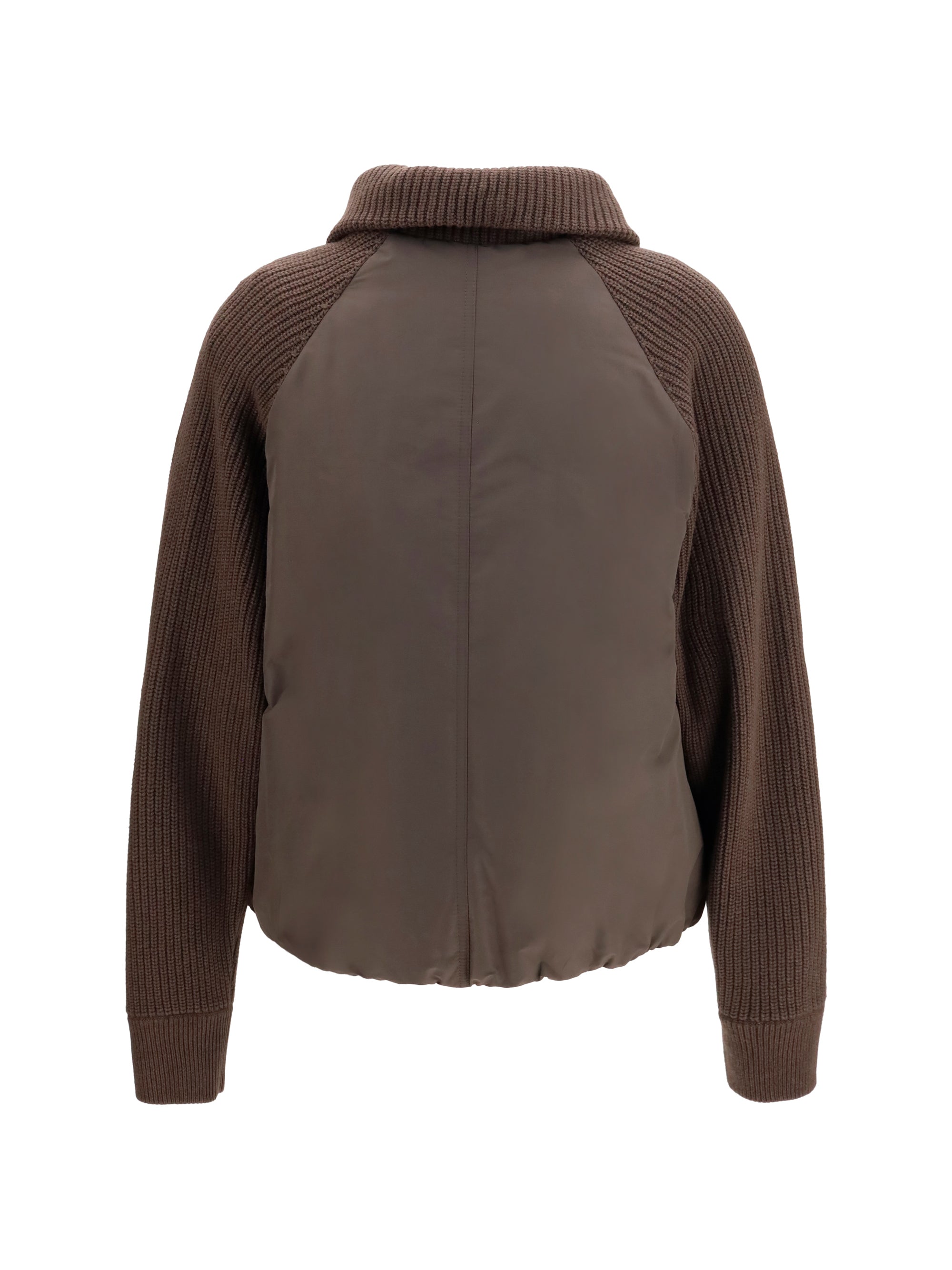 down jacket with wool sleeves