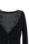 the ermanno scervino cardigan in pure black cashmere stands out for a sartorial