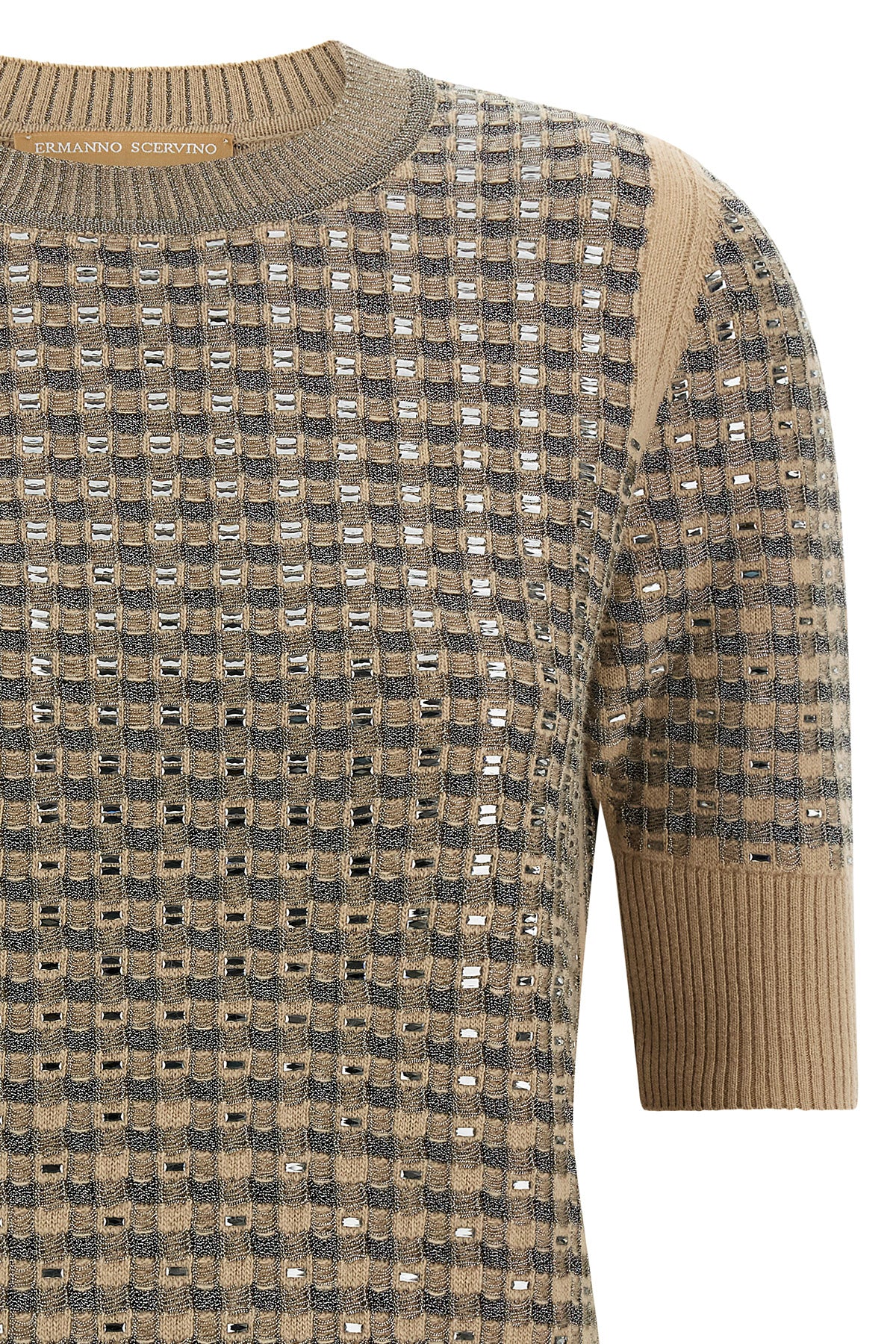 the ermanno scervino short-sleeved sweater stands out for its sophisticated knit