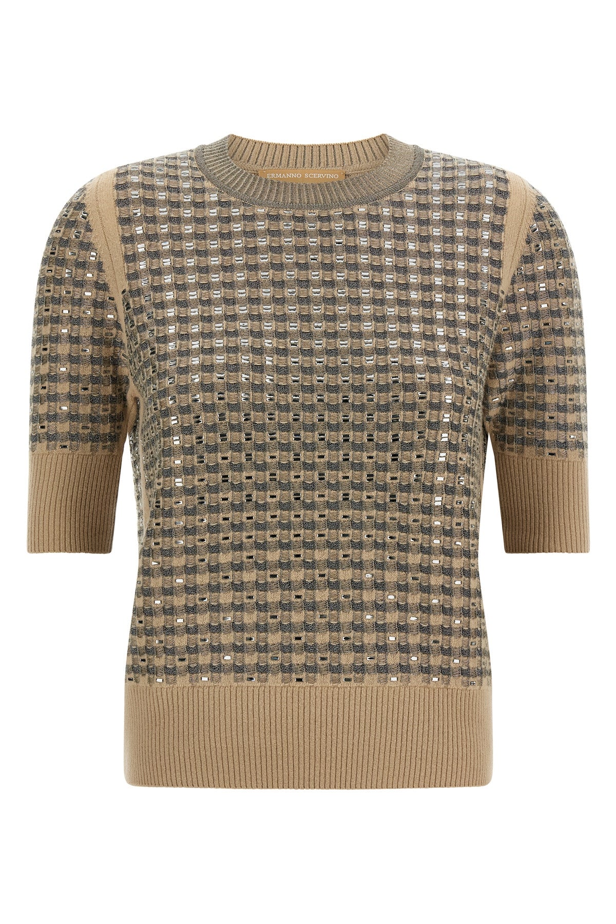 the ermanno scervino short-sleeved sweater stands out for its sophisticated knit
