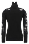 the ermanno scervino high neck sweater in pure black virgin wool stands out for