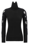 the ermanno scervino high neck sweater in pure black virgin wool stands out for