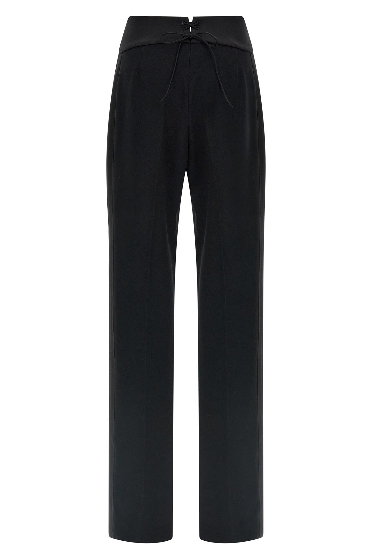 the tuxedo-inspired trousers by ermanno scervino define a slender silhouette thr