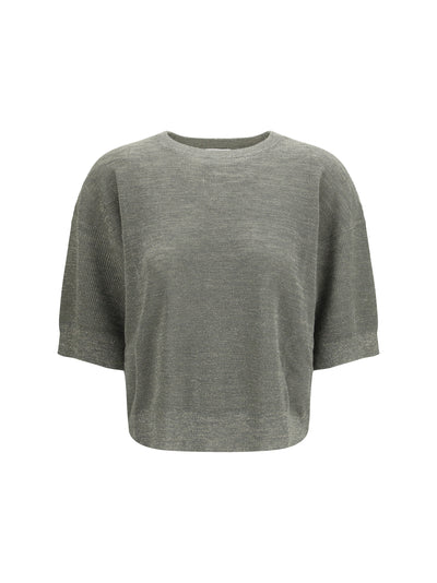 linen blend sweater with lurex effect