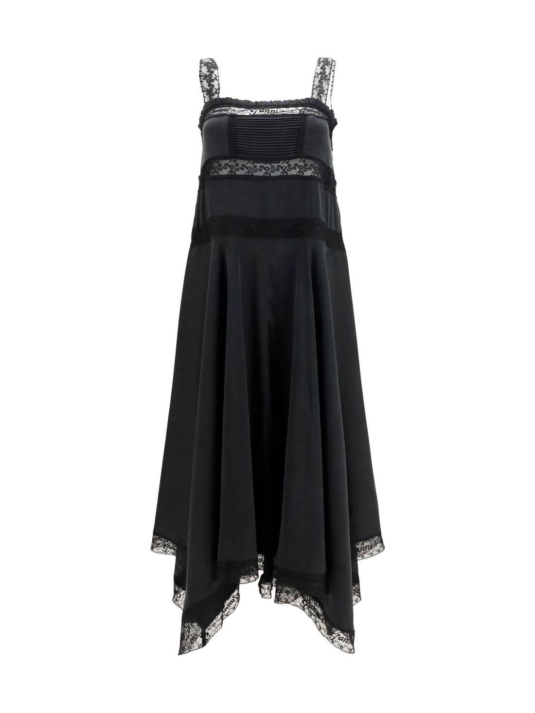 GANNI 36 silk maxi dress with lace details