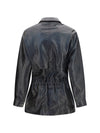 vintage leather jacket with drawstring