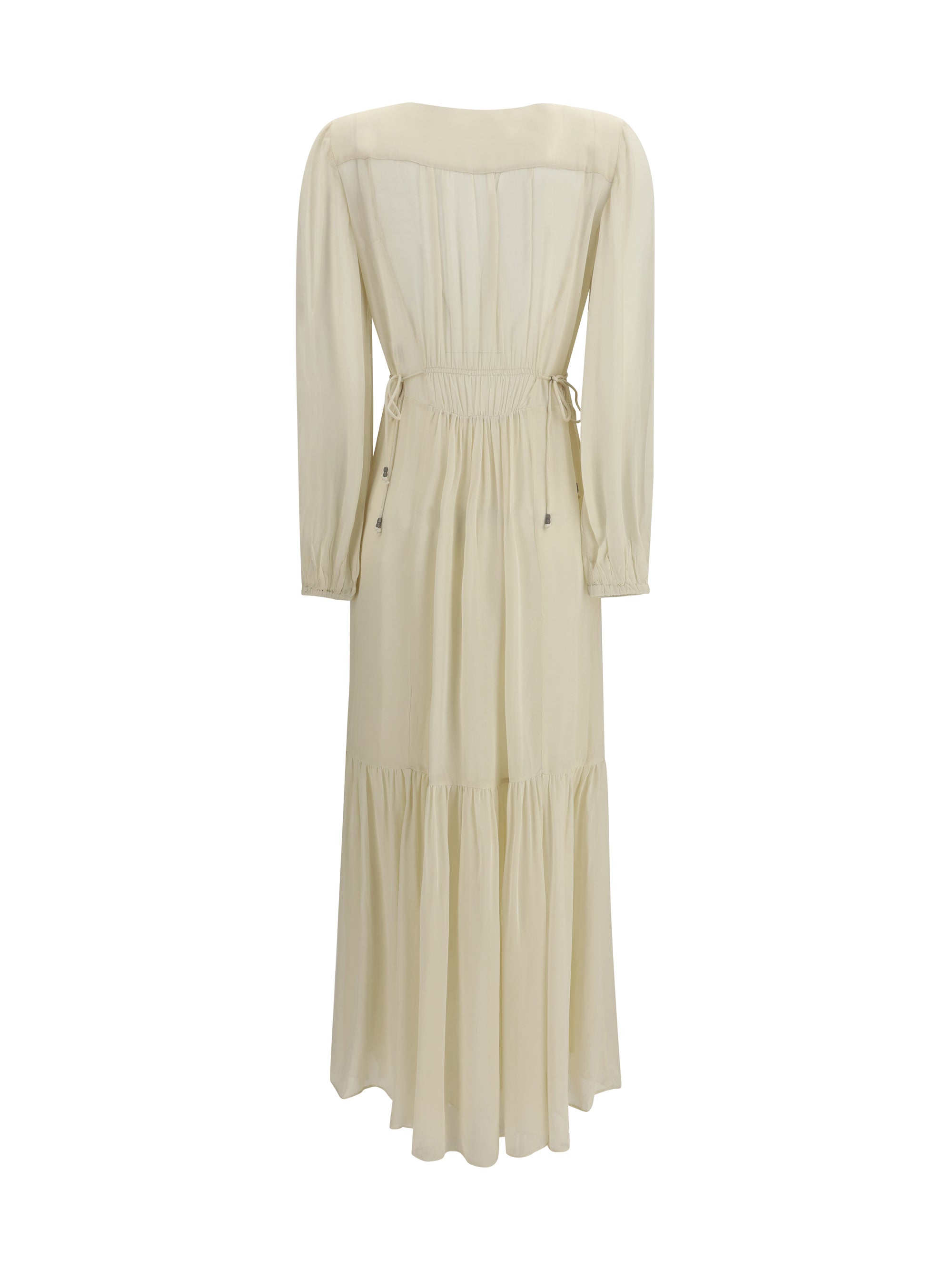 buttoned sheer long dress