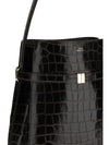 belted croco-embossed bucket bag