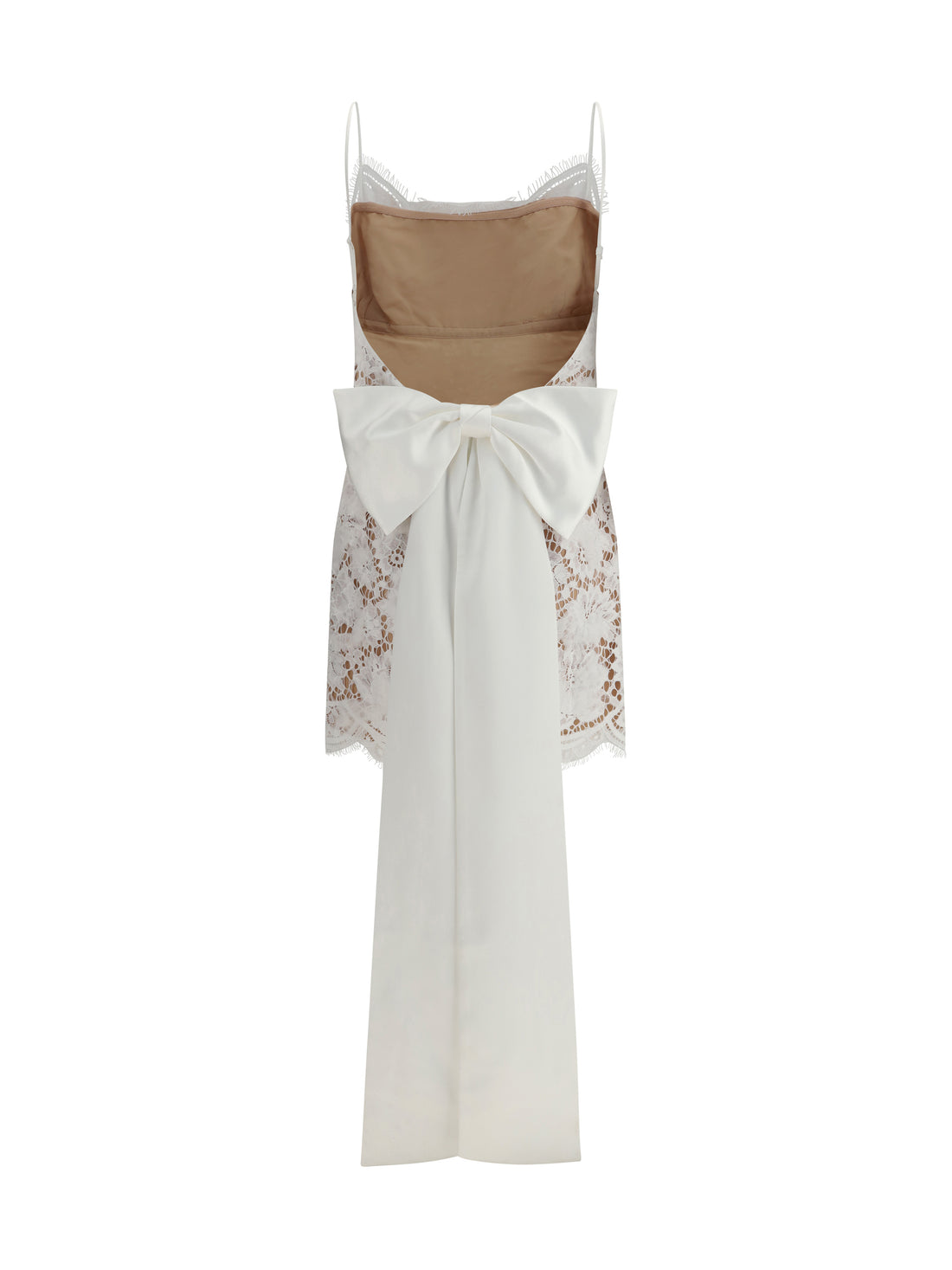 SELF-PORTRAIT 6 short satin dress with lace bow