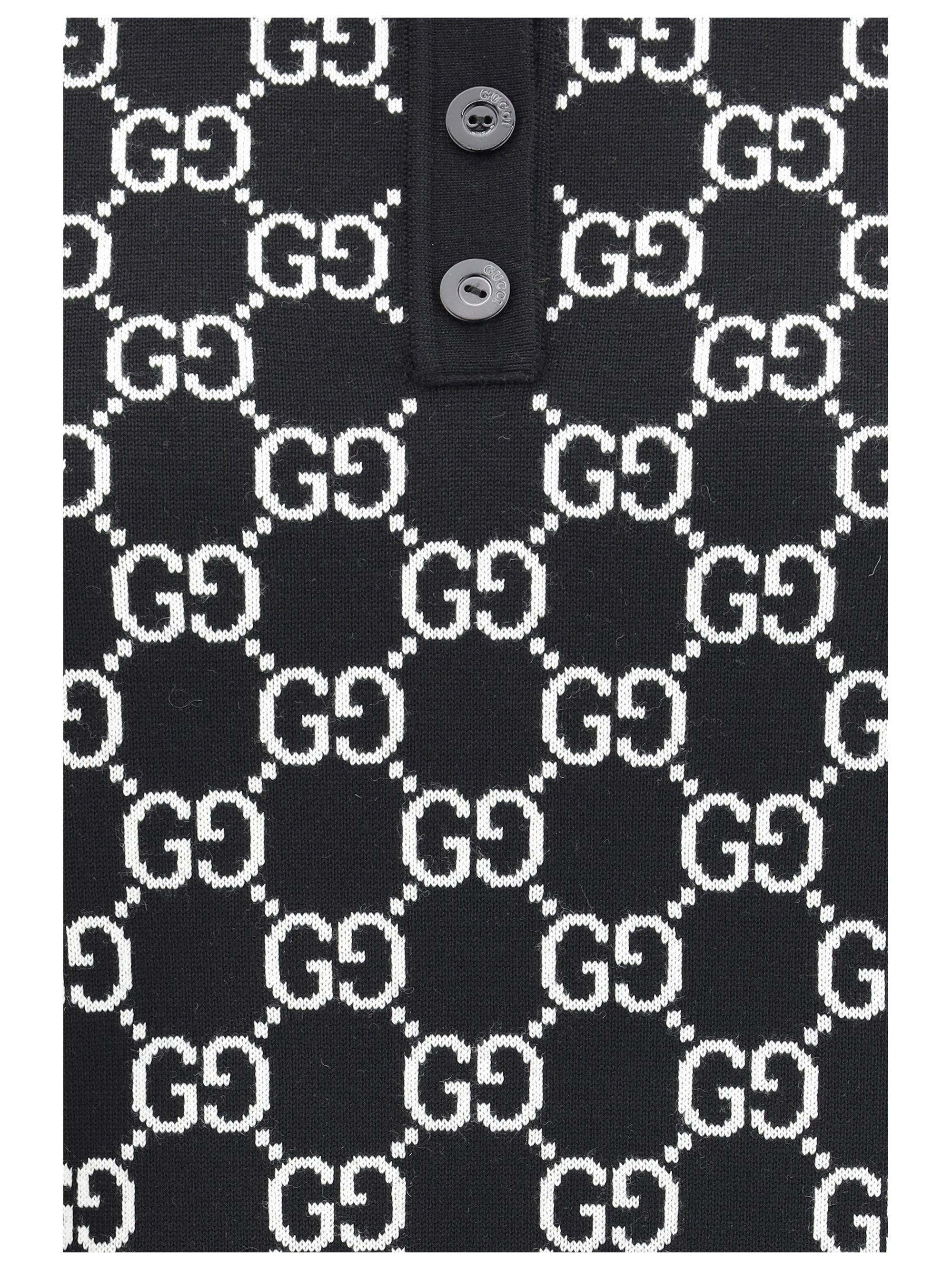 gg wool jacquard polo top
