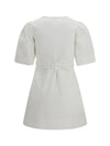 mini dress with a deep v-neckline and front tie bands
