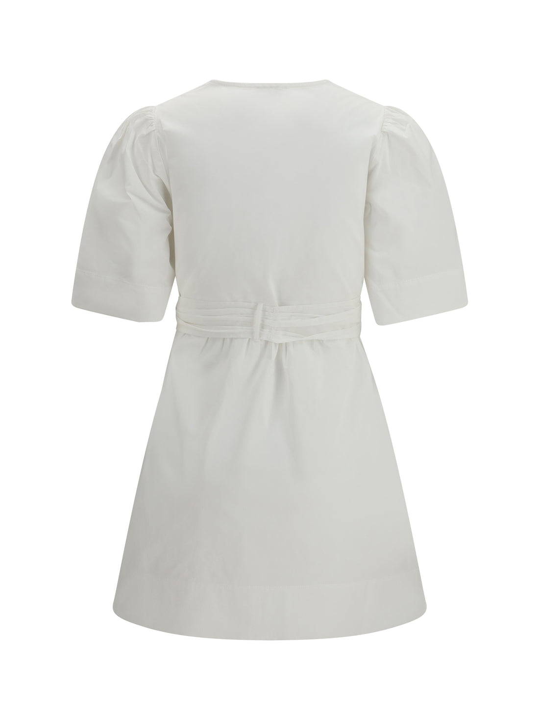 GANNI 38 mini dress with a deep v-neckline and front tie bands