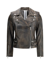 SWORD 6.6.44 42 cropped leather biker jacket