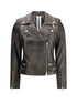 SWORD 6.6.44 42 cropped leather biker jacket