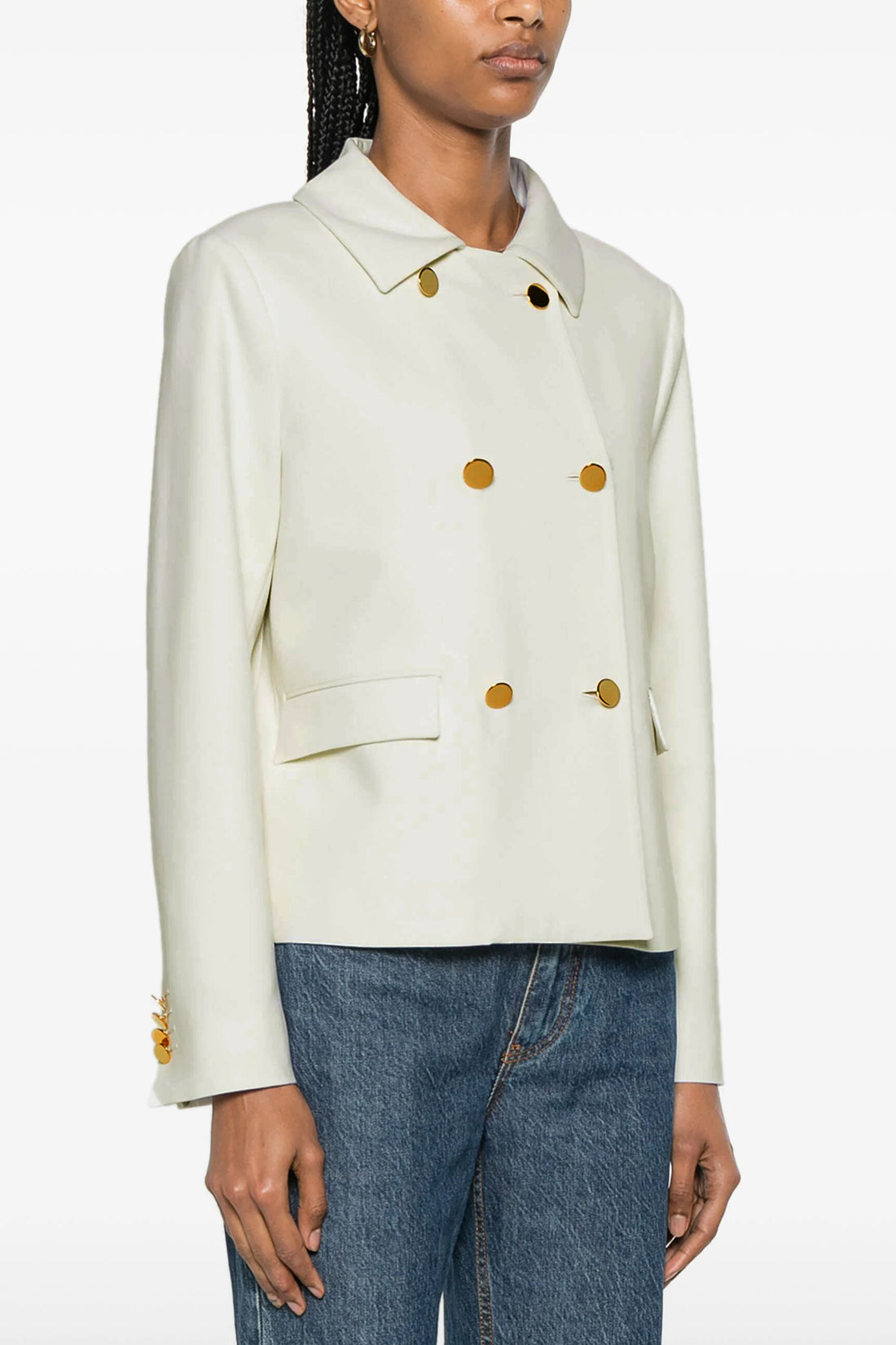 KITON 40 double-breasted cropped wool jacket