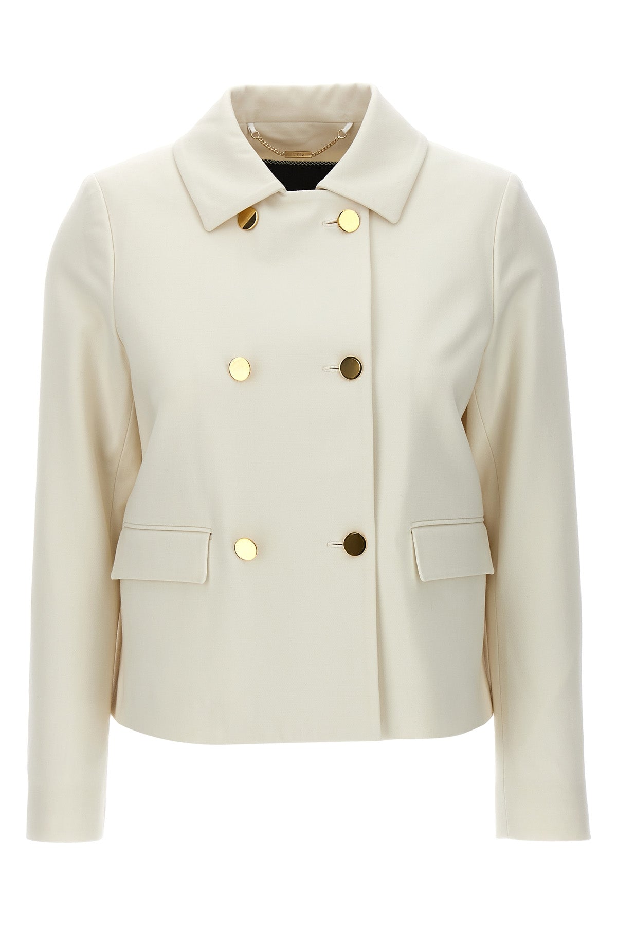 double-breasted cropped wool jacket