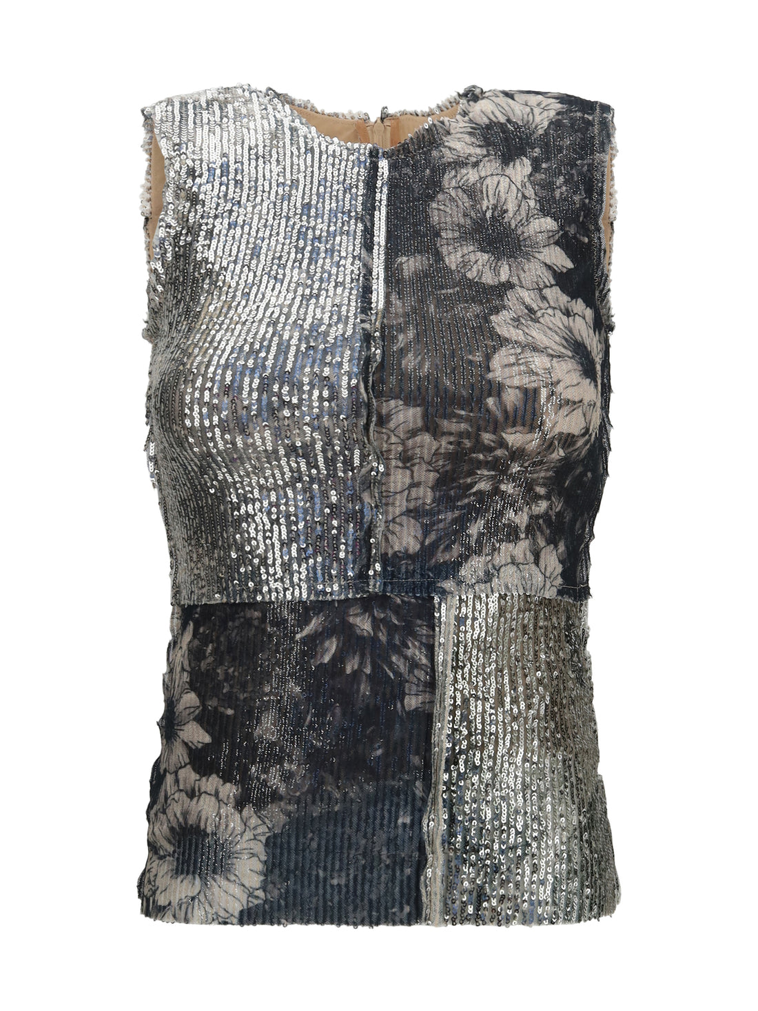 MARGIELA M floral sequin top