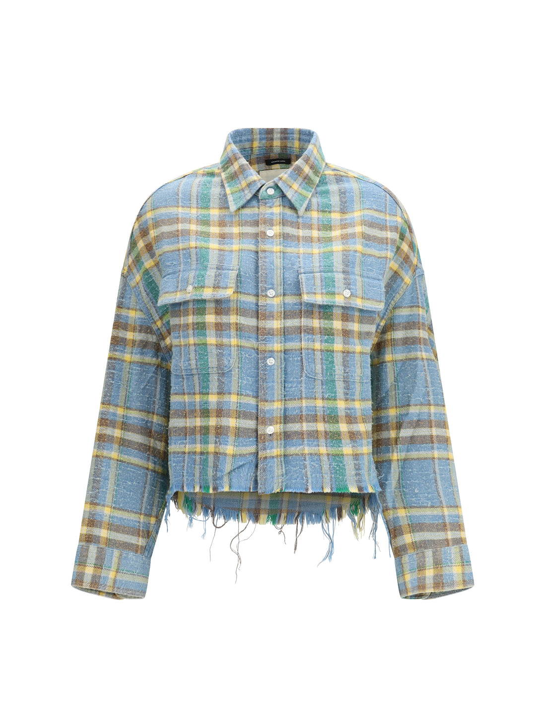 R13 M plaid shirt with frayed hem