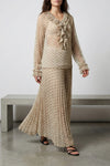 long pallina skirt in polka dot pleated soleil fabric