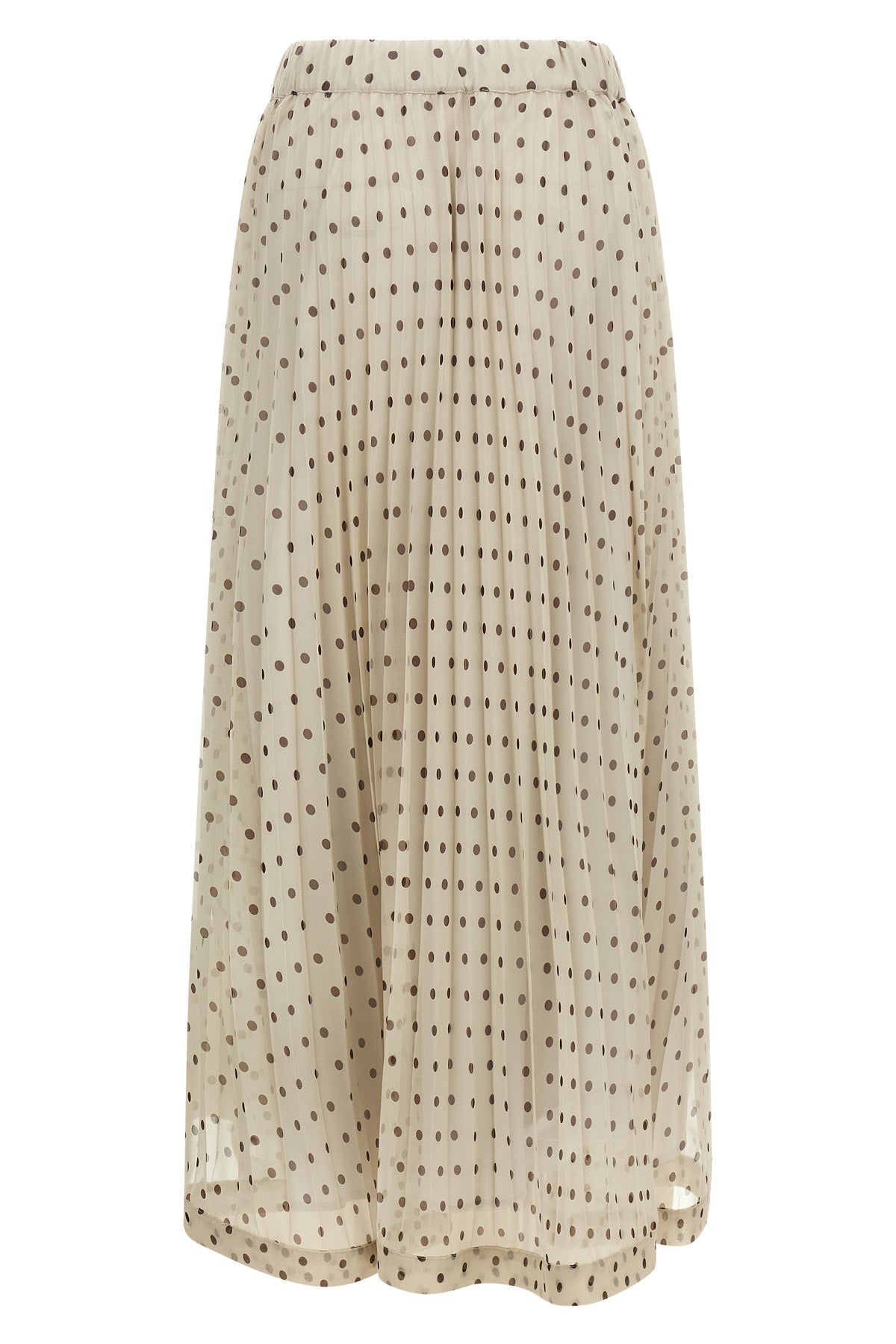 long pallina skirt in polka dot pleated soleil fabric