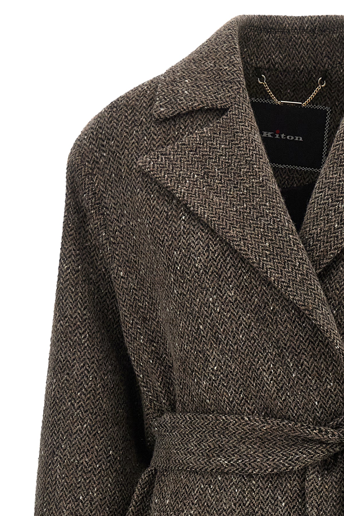 the kiton coat redefines the codes of outerwear through a deconstructed robe sil