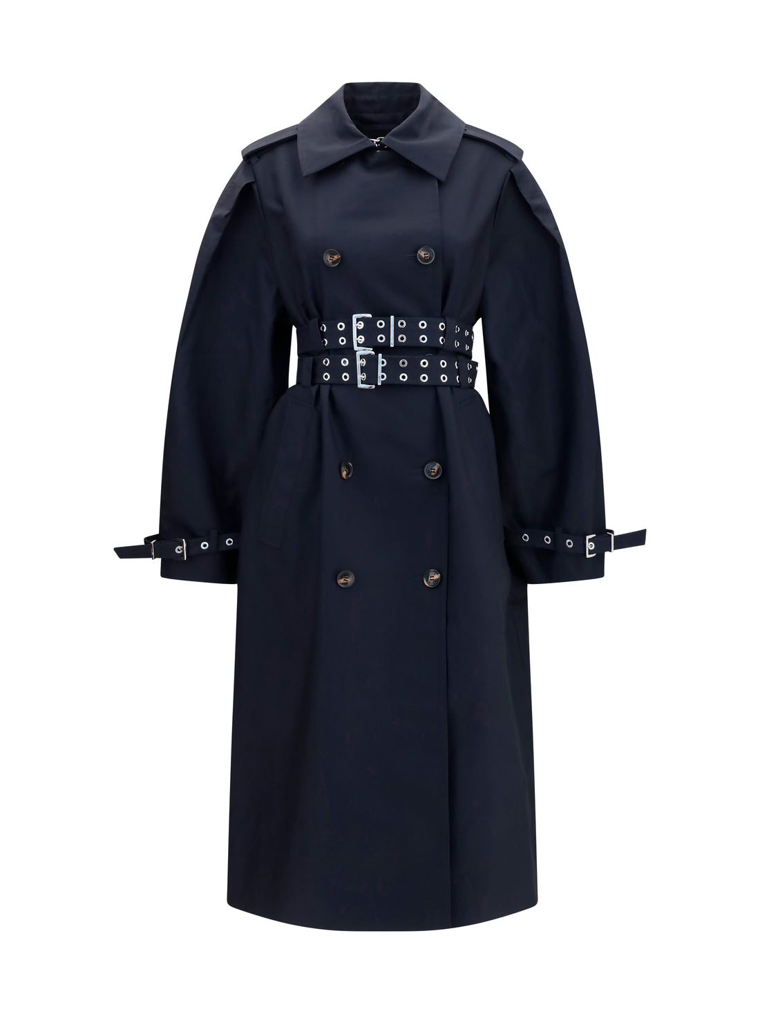 GANNI 34 double-breasted cotton trench coat with double belt