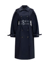 double-breasted cotton trench coat with double belt