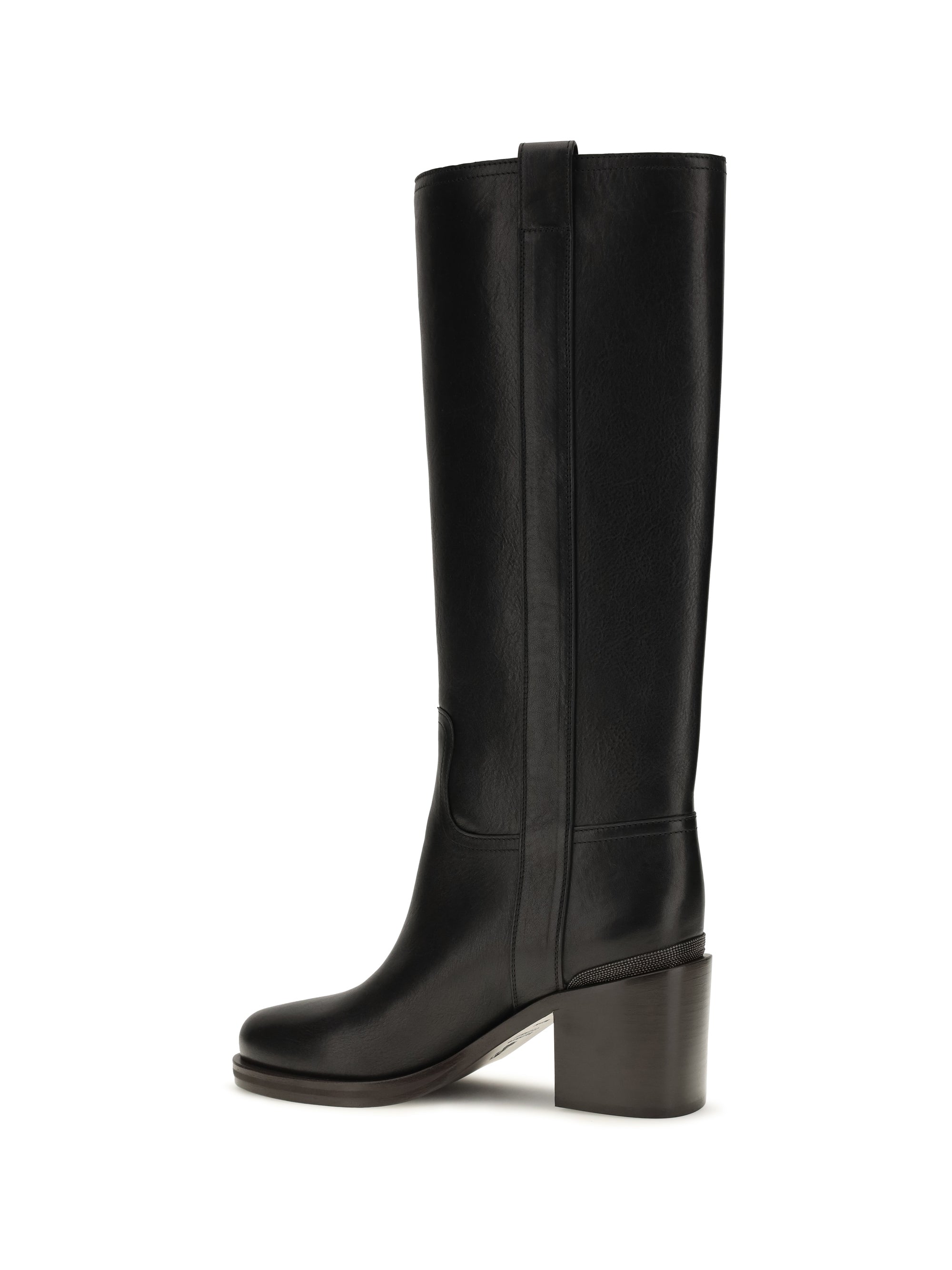 leather high boots with monile