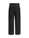 straight-leg faux leather pants with vintage effect