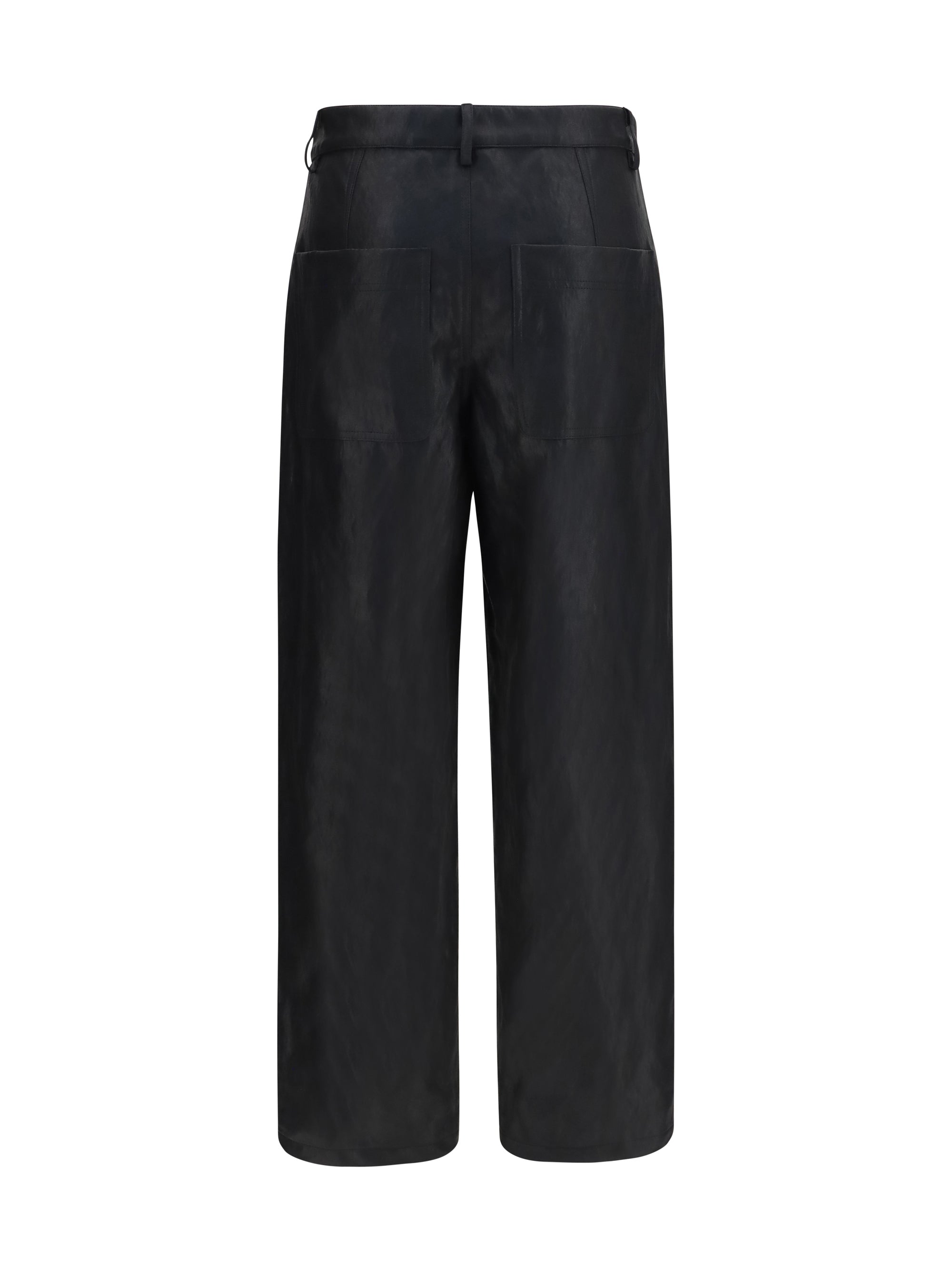 straight-leg faux leather pants with vintage effect