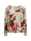 wool and cashmere sweater with applied roses
