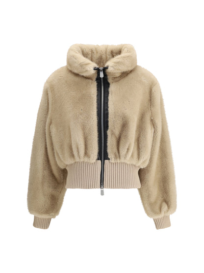 PINKO 40 faux fur bomber jacket
