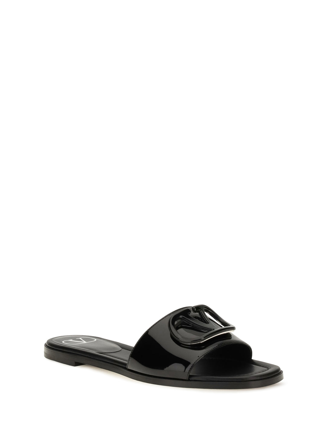 VALENTINO GARAVANI 36 vlogo patent leather slide sandals
