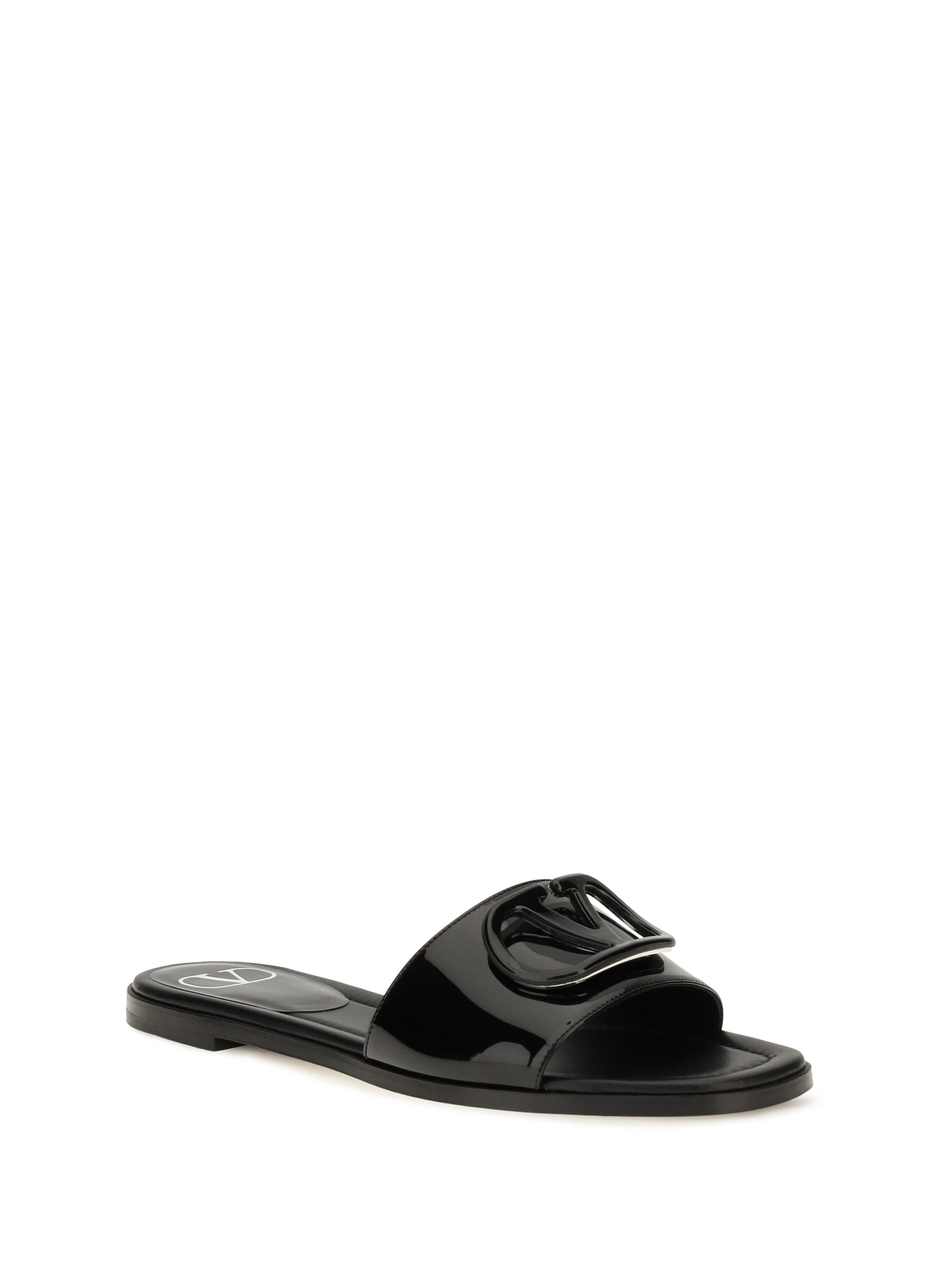 vlogo patent leather slide sandals